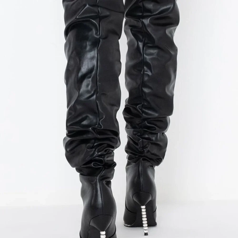 AZALEA WANG UP ALL NIGHT  STILETTO BOOT IN BLACK ( BRAND NEW !!!!!!!!! )